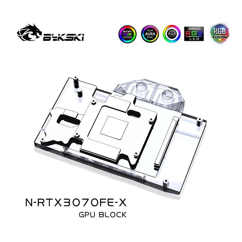 Bykski gpu bloco de resfriamento de água personalizado para nvidia founders rtx 3070 rtx3060 placa gráfica sistema de resfriamento líquido, N-RTX3070FE-X