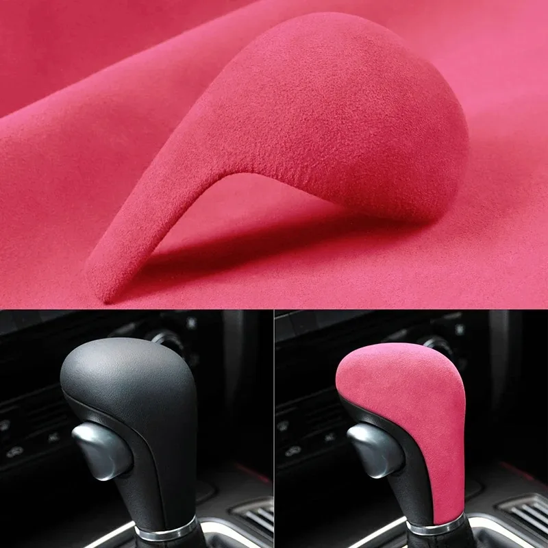 Suede Car Gear Shift Knob Cover Trim Fit For Audi A4 A5 Q5 A6 Q7 2004-2012 Left Hand Drive Gear Head Decoration Cap