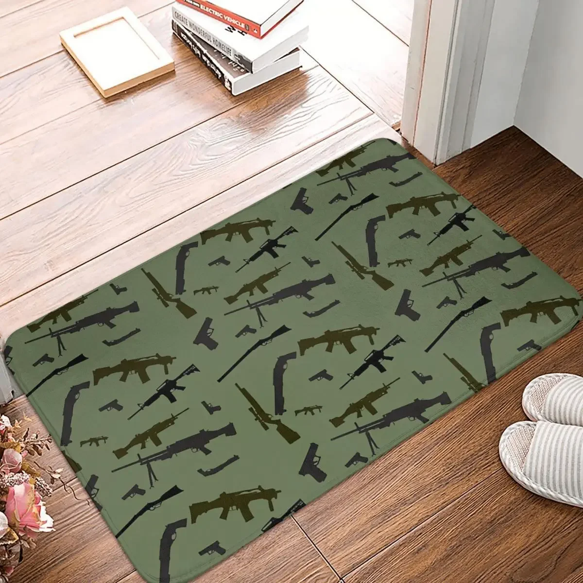 Bedroom Mat Gun Camouflage Guns Weapons Arsenal Ammo Ammunition Freedom Redneck Rug Home Doormat Kitchen Carpet Decor