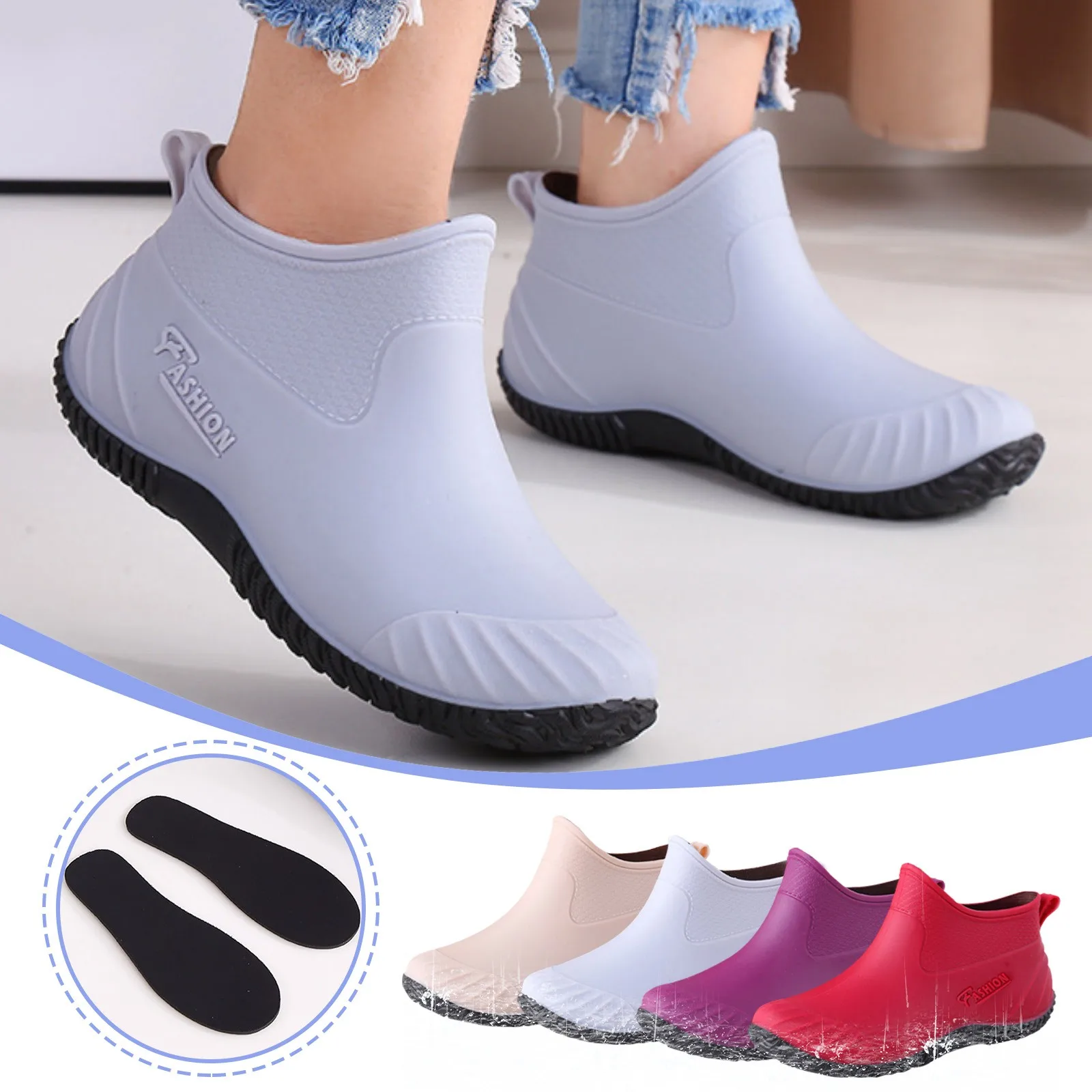 

Fashion Woman Rain Shoes Outdoor Women's Ankle Garden Boots Shoes Women New Styles Rain Boots Man