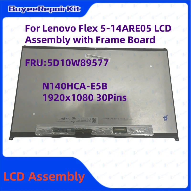 

Original 14" For Lenovo Flex 5-14ARE05 LCD Assembly with Frame Board 1920x1080 30Pins 5D10W89577