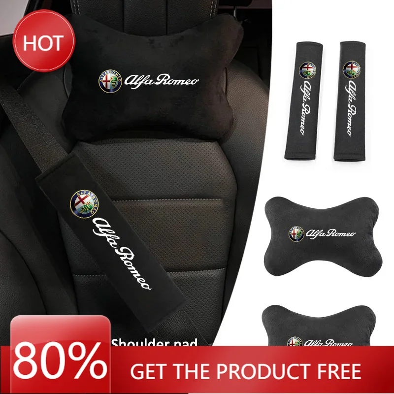 Hub Caps Fashion Car Seats Neck Pillow Headrest Shoulder Pad Accessories For Alfa Romeo Giulietta Mito Giulia Stelvio Brera 147