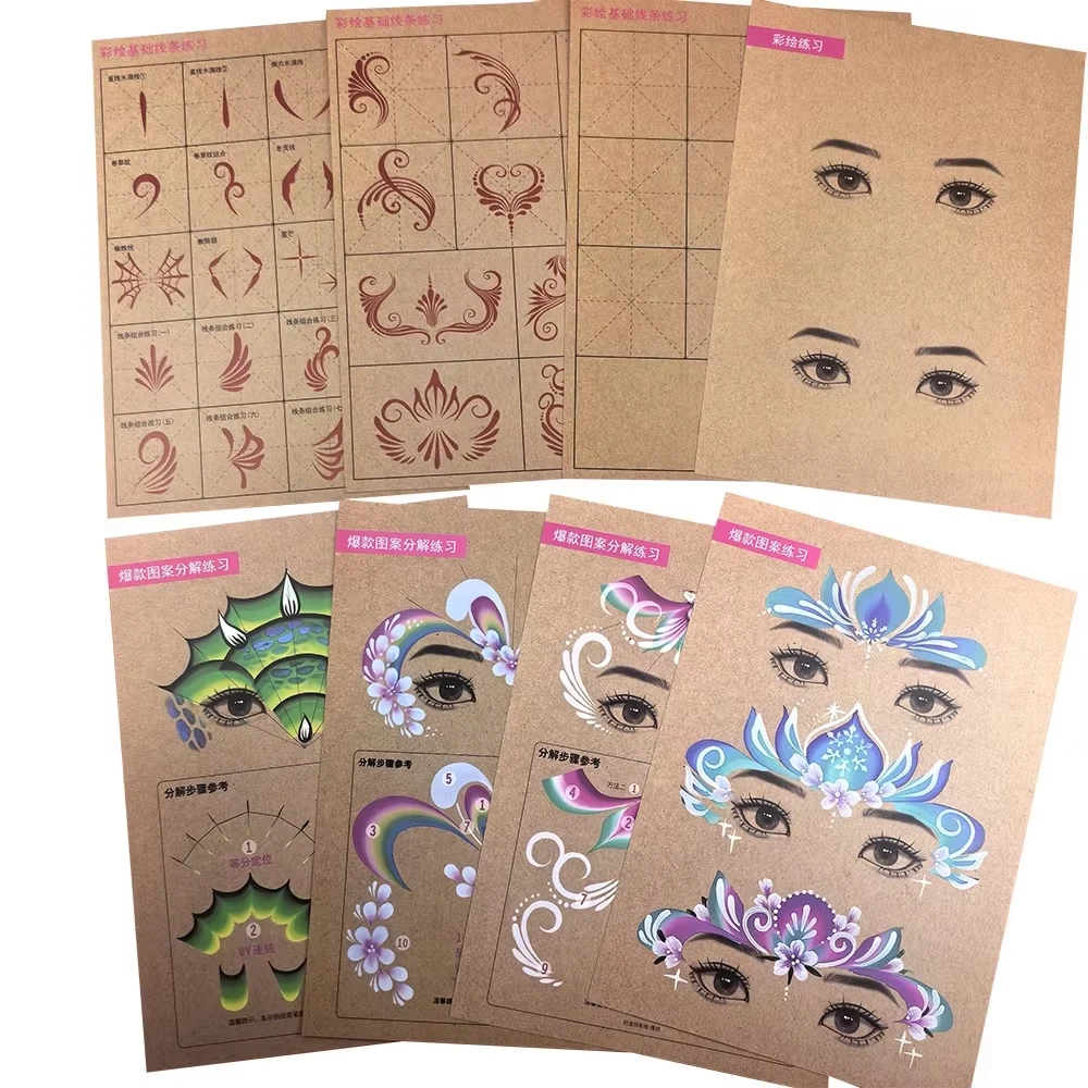 Painting Practice Template Pattern Breakdown Exercise Washable and Reusable Face Painting Practice Board