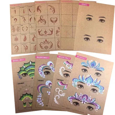 Painting Practice Template Pattern Breakdown Exercise Washable and Reusable Face Painting Practice Board