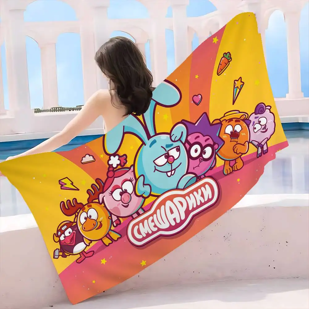 Russian Animation Smeshariki Big Microfiber Beach Towels Quick Dry Towel Sand Beach Towels Pool Towel for Travel Swim Pool Yoga