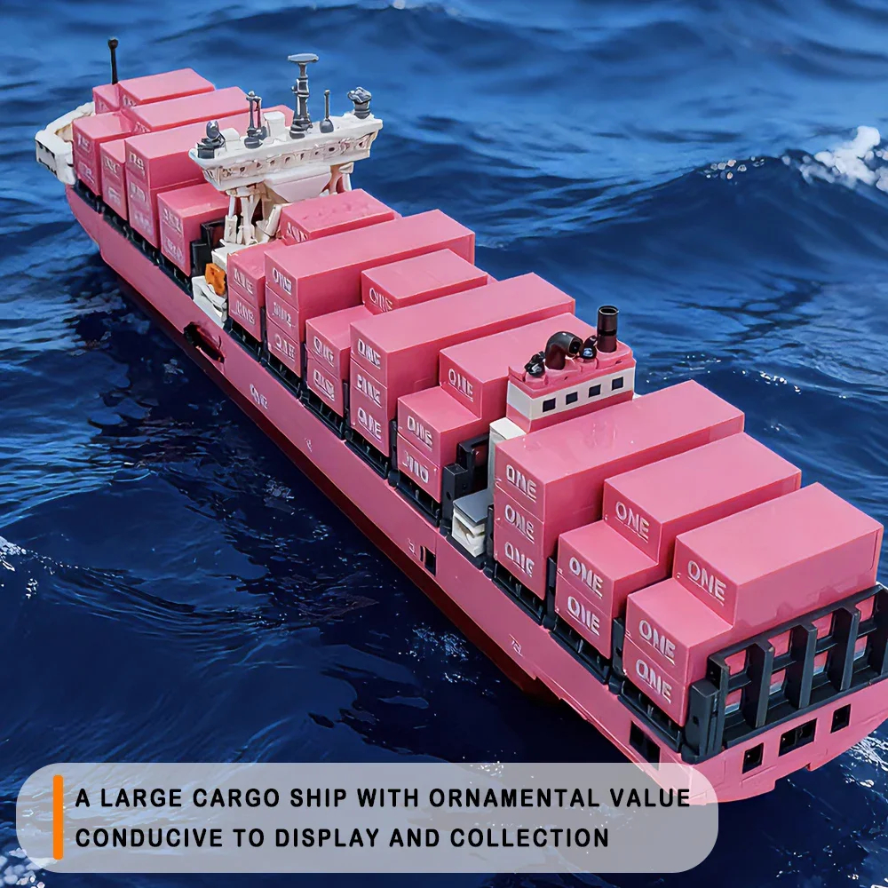 

Pink Cargo Ship Container Oil Tanker Building Blocks Particles DIY Bricks Toy Assembly Set Christmas Holiday Gift for Girls Kids