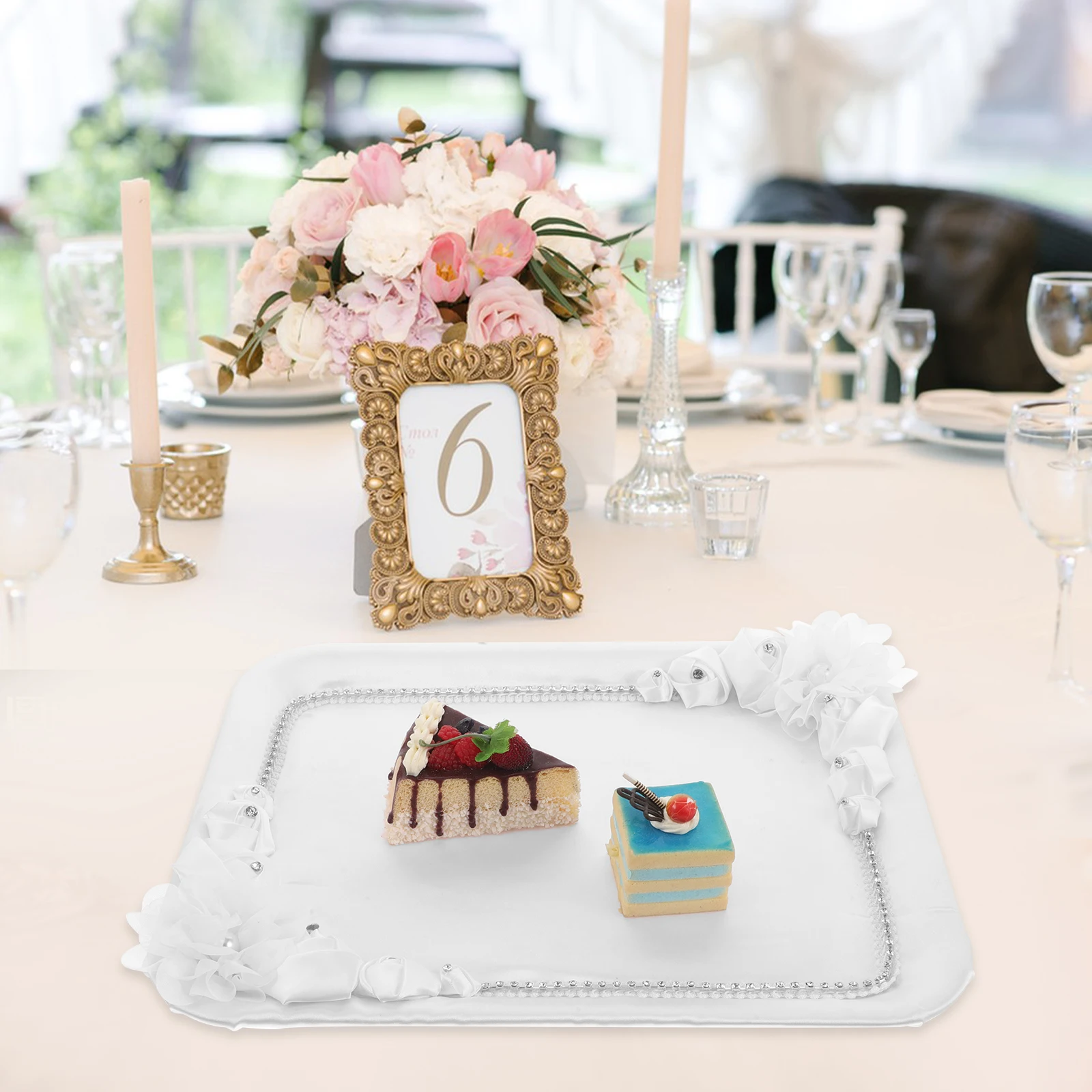 

Vintage Decor Lace Tray Decorative Bathroom Counter Jewelry Storage Trays Jewellery White for Coffee Table Home