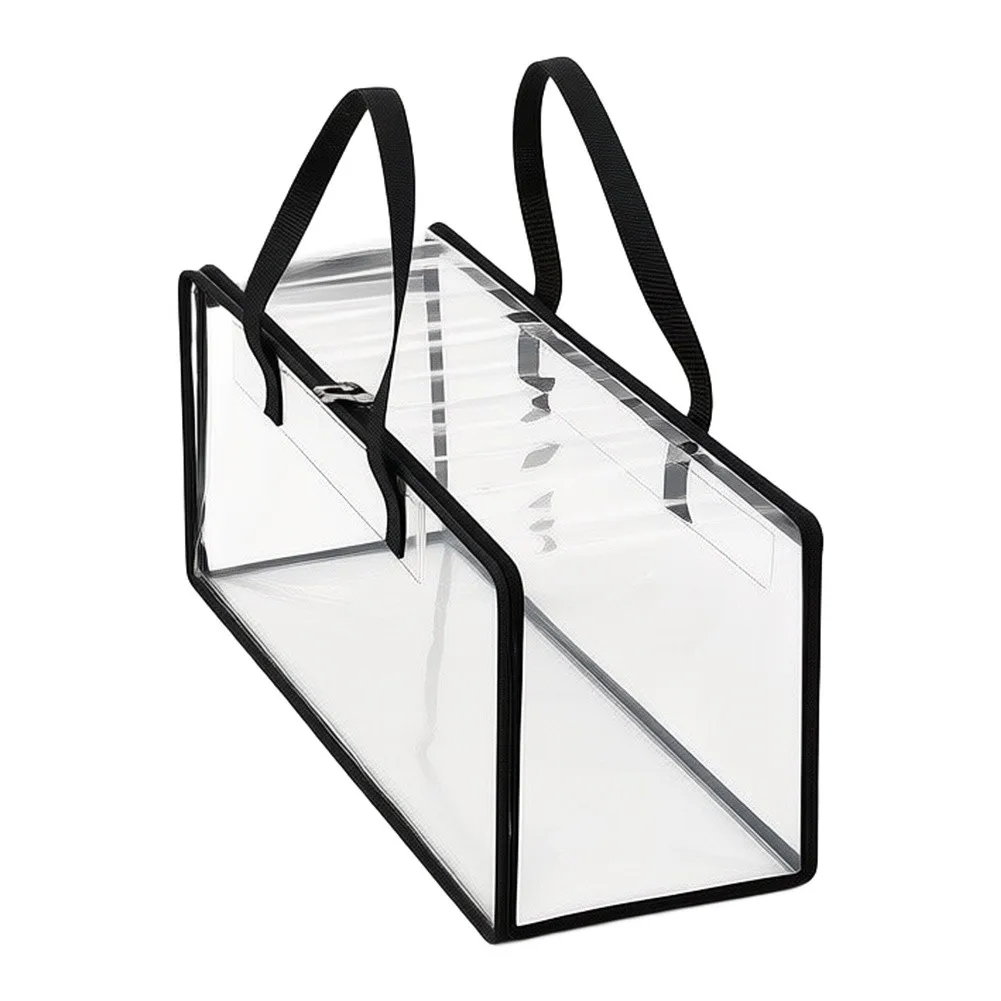 1 Pcs Clear PVC DVD Storage Bag With Handles, Stackable Organizer Case Holds 35 Discs For Movies Collection