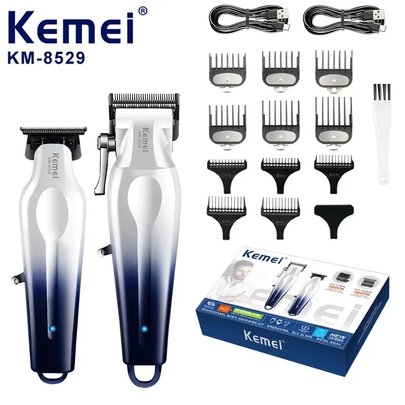 kemei KM-8529 High Quality Professional Electric Hair Clipper Set with Cordless Charging and Multi level Adjustment