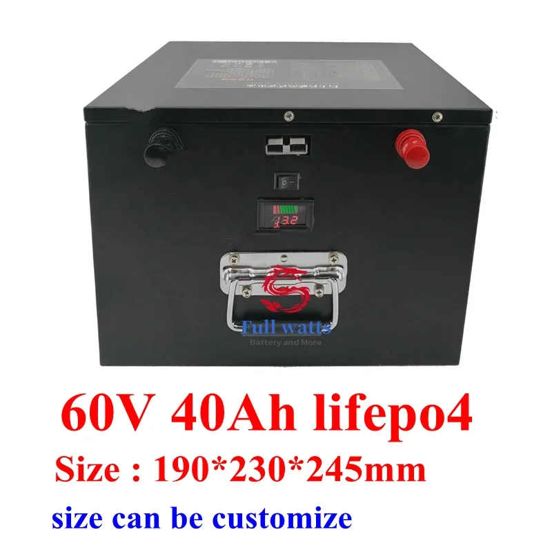 waterproof 60v 40ah lifepo4 battery with BMS no li ion 40ah 50ah for 2000w 1500w bicycle bike scooter Tricycle +5A charger