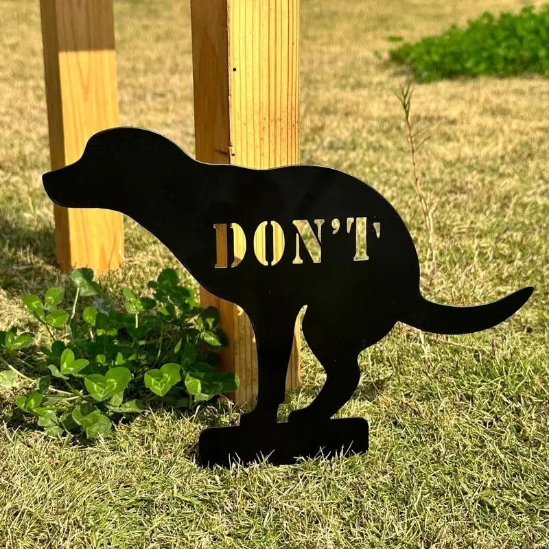 1pc Cast Iron Sign Garden Ground Plug Card Yard \'don\'t\' Warning Grass Decor Stop Dogs cats from Pooping On Your Lawn Sign