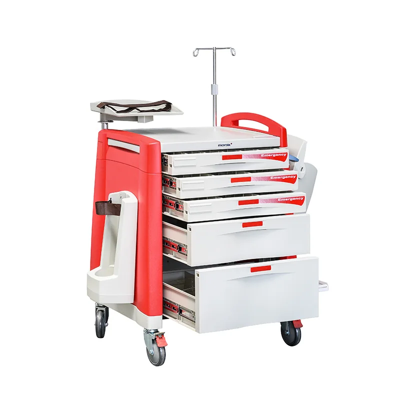 Medical TrolleyChina Supplier Super Quality ABS Medical Emergency Rescue Trolley Hospital Crash Cart