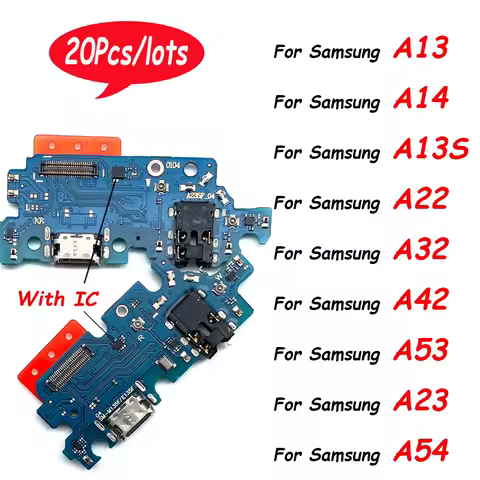 20Pcs，NEW USB fast Charging Port Dock Charger Plug Connector Board Flex For Samsung A32 A22 A23 A14 5G A13S A53 A24 A54 5G A42