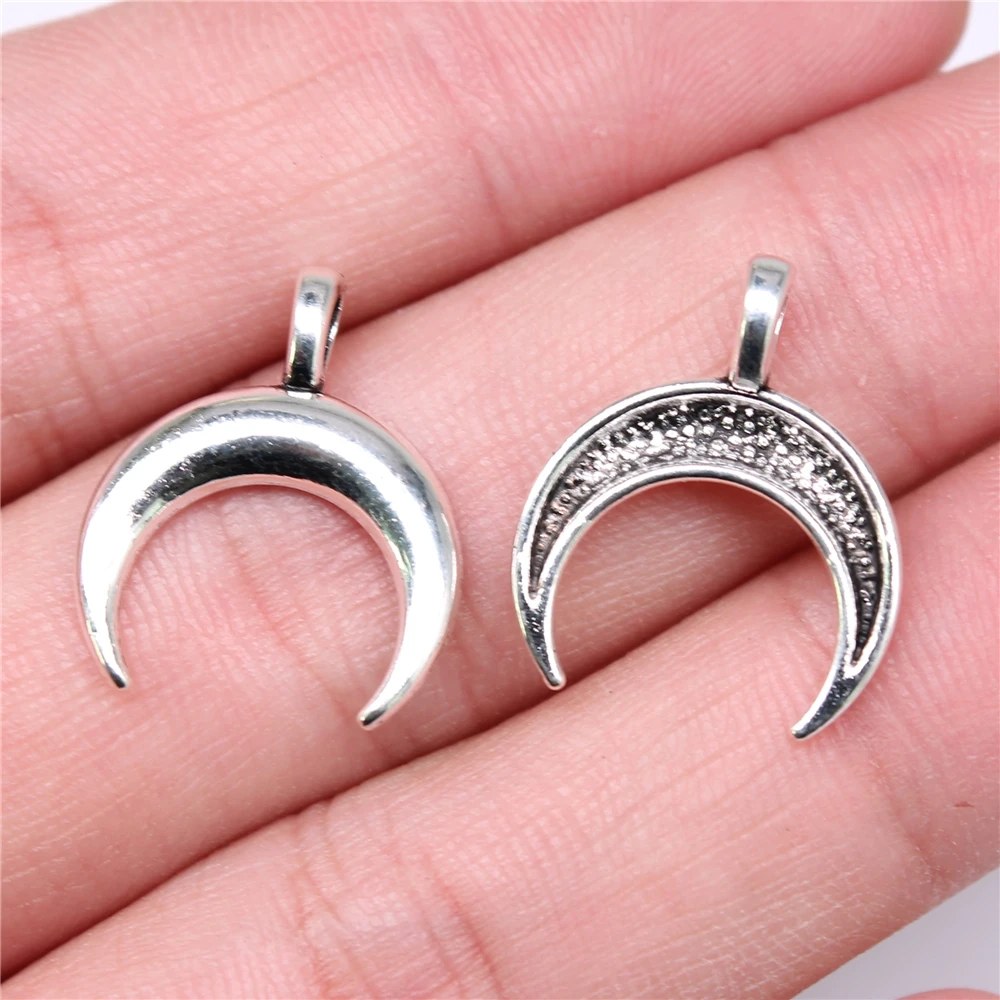 Wholesale 200pcs/bag Charms Wholesale 20x17mm Crescent Moon Charms Wholesale DIY Jewelry Findings Antique Silver Color Pendant