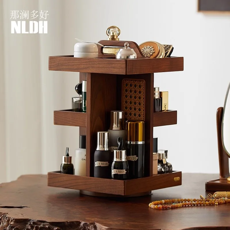 Caixa de Armazenamento de Cosméticos Premium para Mesa, Suporte Rotativo Multi-camadas para Batons, Perfumes e Produtos de Cuidado com a Pele