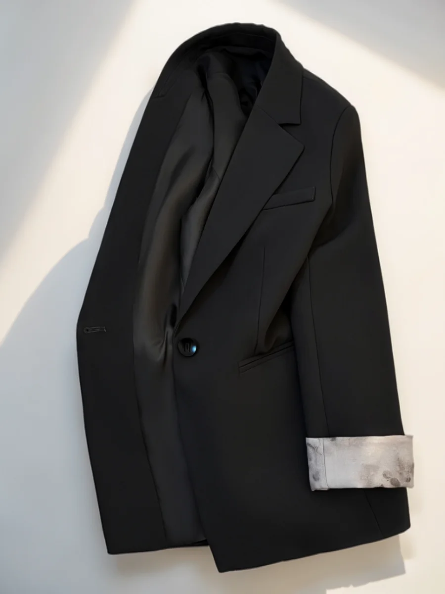 

Женский классический льняной блейзер с отложным воротником, отделкой из плюша, прямым кроем, декоративной отделкой бисером по краю, разрезом сзади и вентиляционными вставками, дышащий