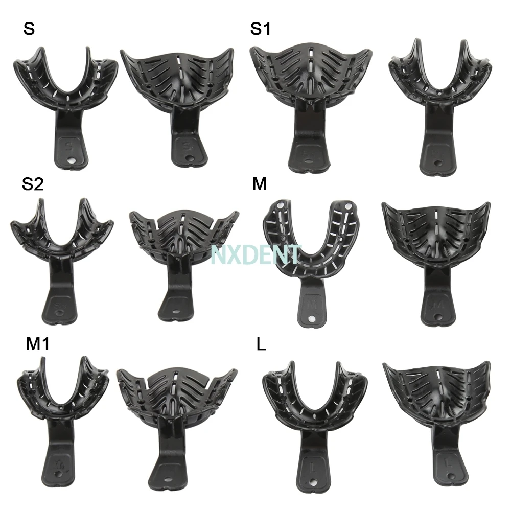 12Pcs/Set Dental Impression Trays Plastic Denture Model Materials Dentistry Lab Materials Teeth Holder Dentist Tools