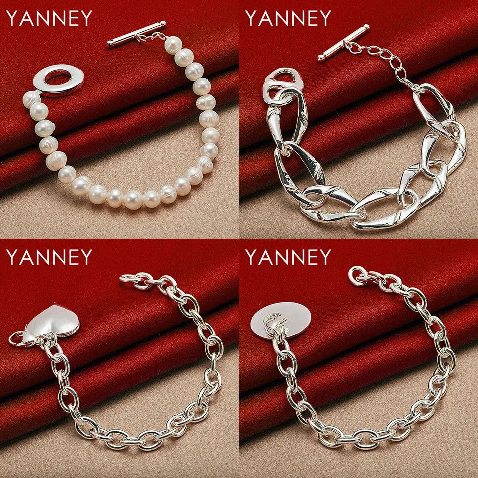 

Fashion 925 Sterling Silver 8 Inch Fine Round Bead Hollow Bracelet Womens Party Jewelry Accessories