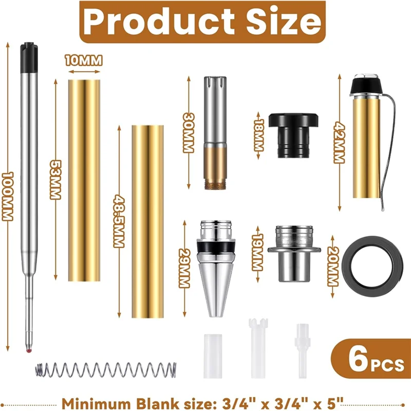 BAAR-10 Pezzi Set di penne per tornitura del legno con ricariche Kit di penne rotanti per tornitura del legno Tornio sfuso Forniture per tornitura per la creazione di penne
