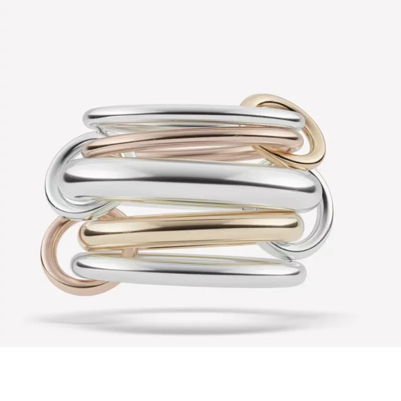 New Five-link Ring for Women Stainless Steel Ring Gold Plated Jewelry