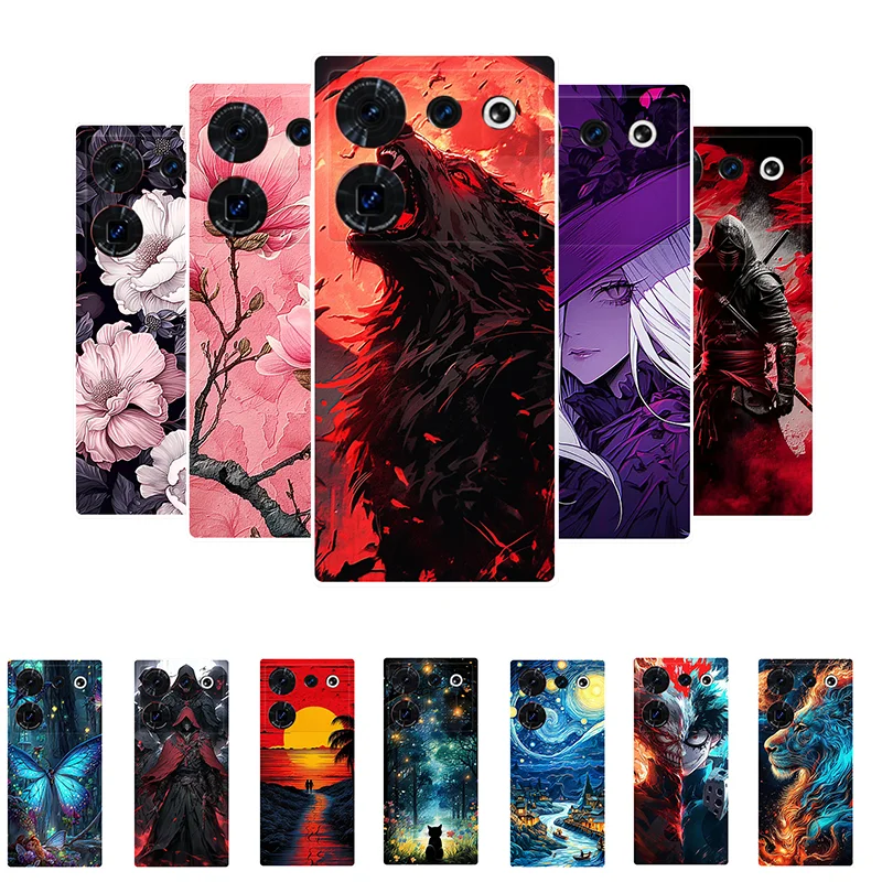 For ZTE Nubia Z50 Ultra Case Flowers Wolf Soft Silicone Phone Cover for Nubia Z50 Ultra NX712J Coque NubiaZ50Ultra Fundas