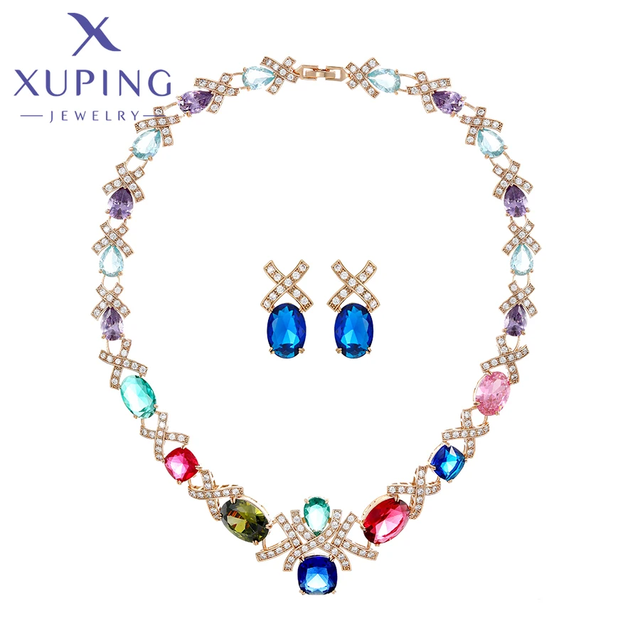 

Xuping Jewelry Fashion Two Pieces of Set Earring Necklace Jewelries Set Party for Women Essential Trendy Set Gifts set-664