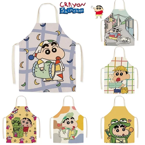 만화 짱구 프린트 주방 앞치마, 어린이 성인 레스토랑 요리사 요리 액세서리, 오염 방지 민소매 애니메이션 턱받이  Best5