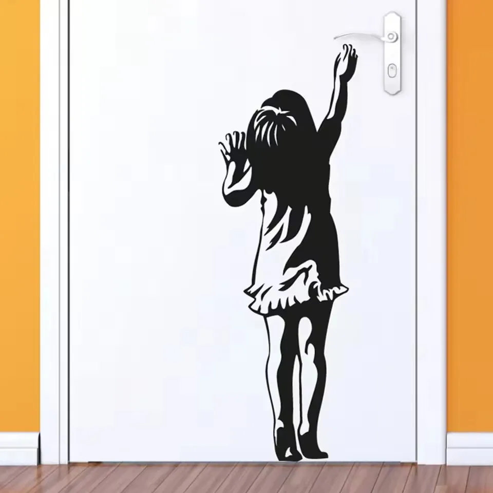 Banksy Little Girl Door Sticker Decal Girl Kids Room Bedroom Street Art Graffiti Vinyl Home Decor