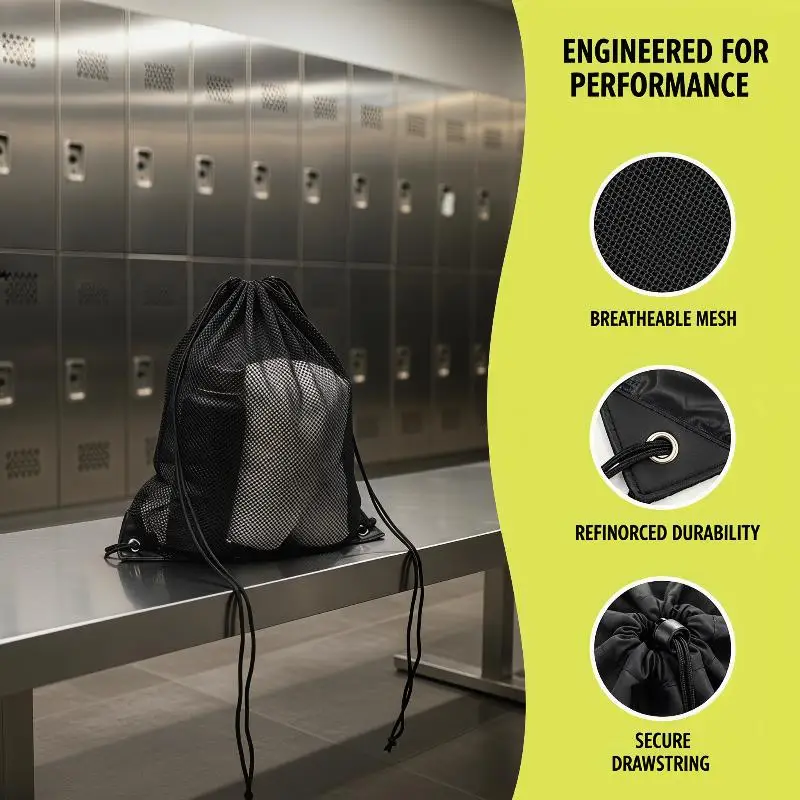 Durable Mesh Drawstring Sports Bag Ideal for Gym and Fruit Grocery Organization