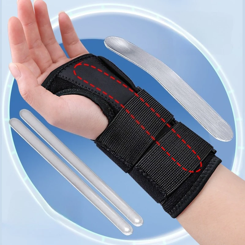 

Adjustable Black Wrist Support Sports Safety Arm Guard Gym Fitness Hands Splint Bracer Buint-in Metal Plate Elbow Protect Pads