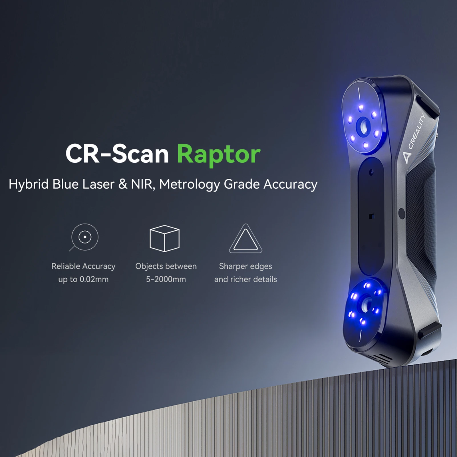 

3D CR-Scan Raptor Multiple-line Blue & NIR Consumer 3D Scanner for 3D Print Handheld Scanner Up to 60FPS Scanning Speed