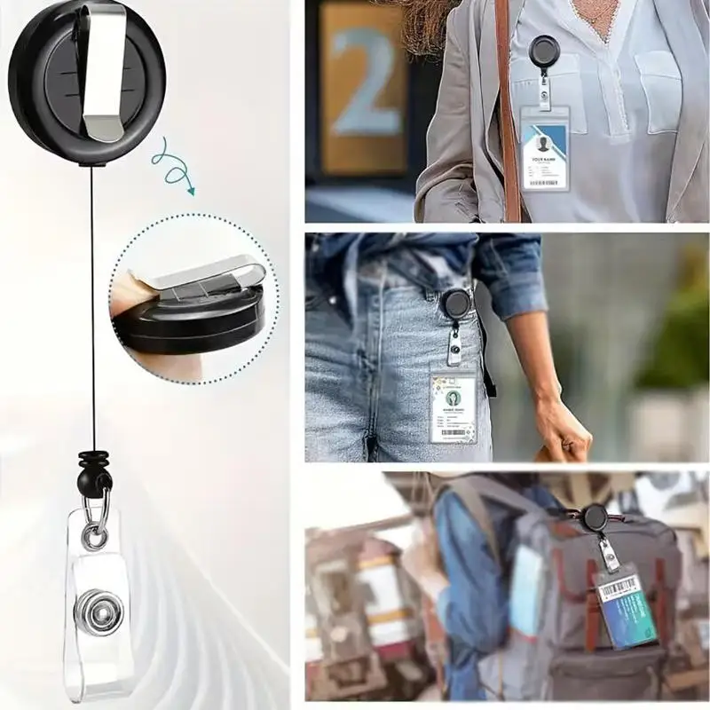 

1/2/3PCS PVC ID Card Holder with Retractable Lanyard Snap Hook-Adjustable Badge Reel Neck Strap Fit for Nurses or Other Workers