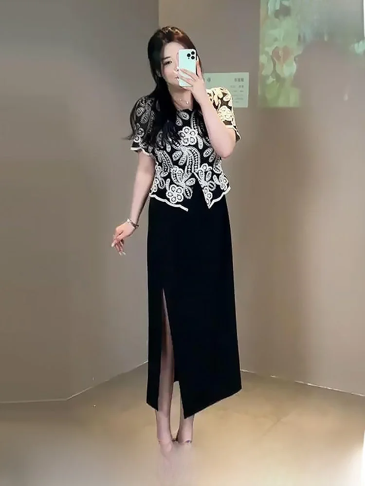 

Новое летнее платье макси с вышивкой для полных женщин, с изысканной отделкой, в стиле ретро, приталенное, с завышенной талией, из полиэстера.