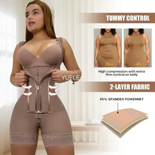 Imagen 1 del producto Fajas colombianas posparto moldeador de alta compresión Control de barriga de cuerpo completo y faja de levantamiento de glúteos transpirable adelgazante debajo del busto