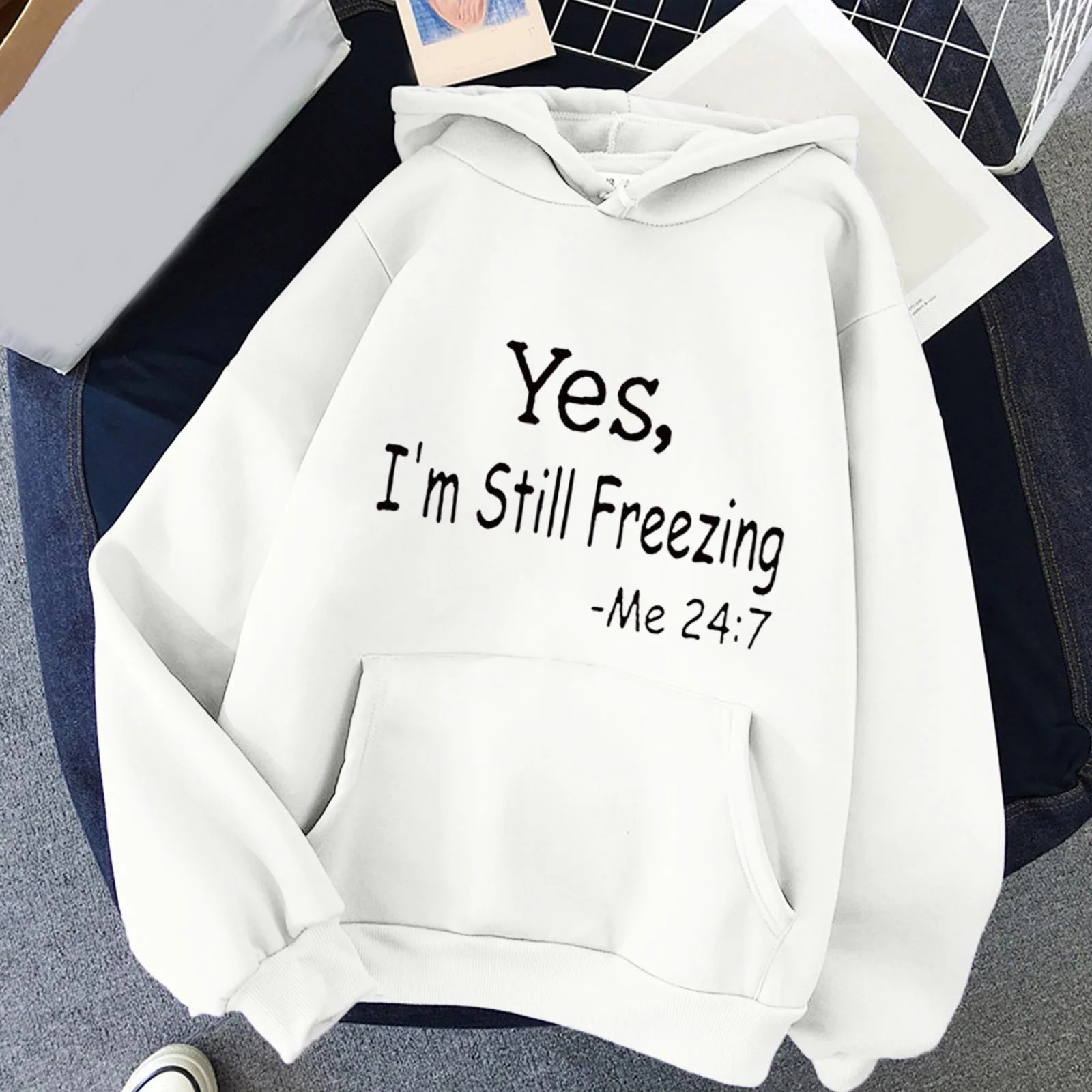 Women' s Man' s Print Long Sleeved Sweatshirt, Blouse Pullover Solid Color Hooded,Ins Sport Coat For Couple,Fresh Style Coat