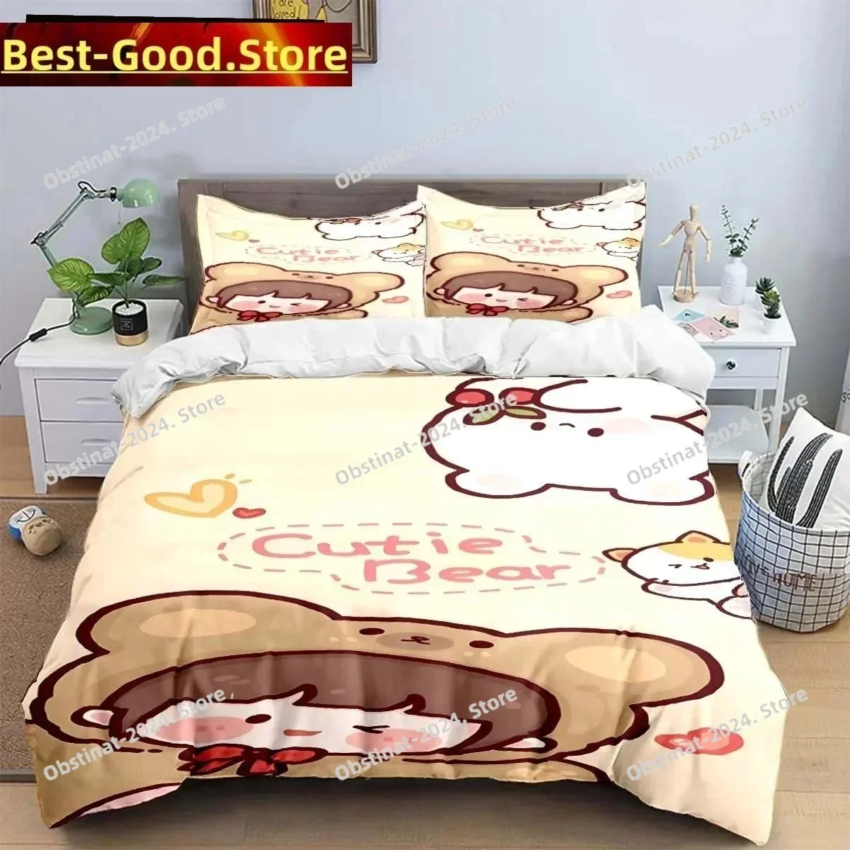 Exquisite Cartoon B-bubu Anime Digital Printing Bedding Set Duvet Cover Comforter Bed Youth Kids Girl Boys Gift Home Textiles