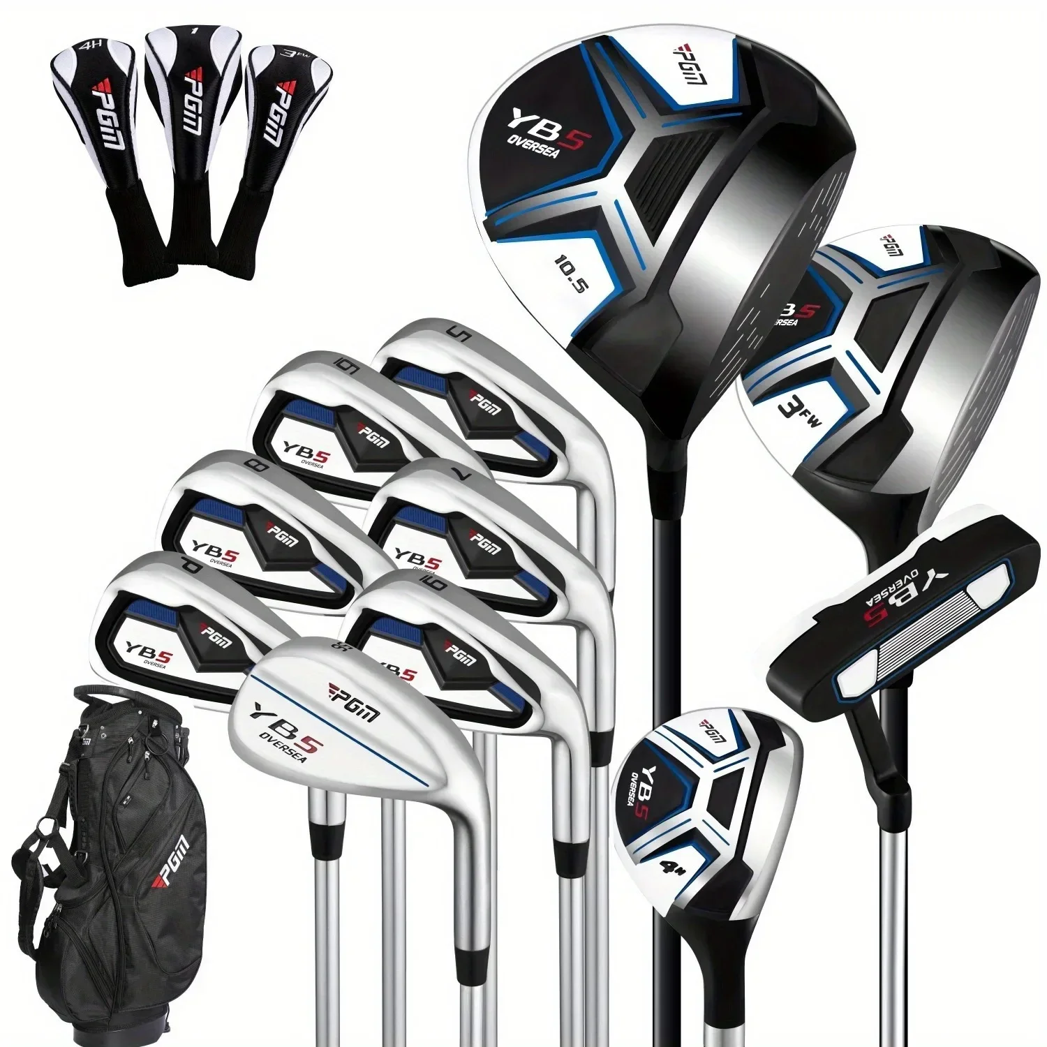 PGM Men's Golf Club Set, Including 11 Right-Handed Clubs, 2 Wood Clubs, 1 Hybrid Club, 7 Iron Clubs, 1 Putter and a Golf Bag