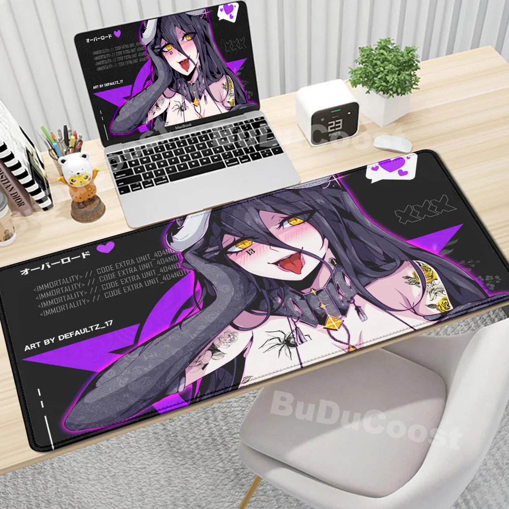 900x400mm Gaming Albedo Anime Sexy Girls Rubber Mat Mausepad Gaming Laptops Pc Accessories XXL Table Mats Lock Edge Keyboard Pad