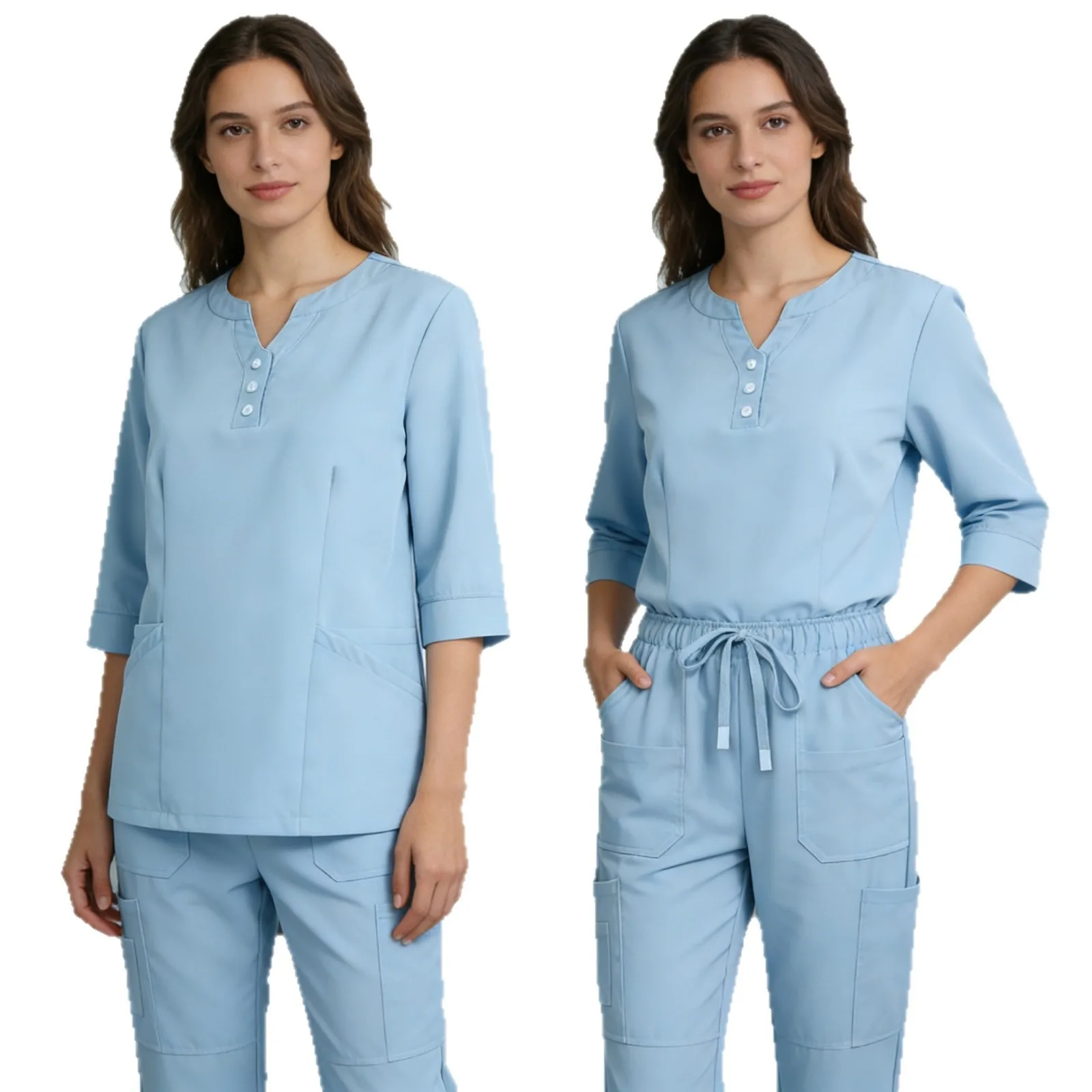 medium-length-sleeves-new-women-nurse-uniform-high-quality-surgical-scrubs-bodysuit-softness-wrinkle-resistant-spa-workwear