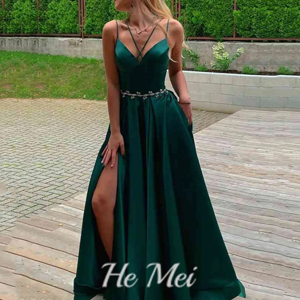 

Sexy Prom Dress For Women Spaghetti Straps A Line Evening Gowns Split Floor Length Party Dresses فساتين السهرة