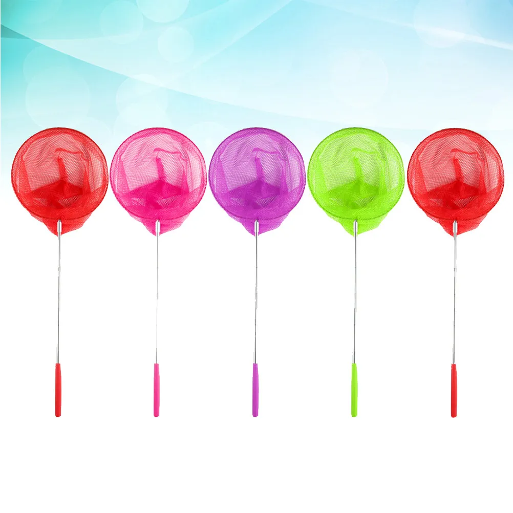 5 個の子供用屋外キャッチングネット拡張可能な伸縮式デザイン昆虫蝶釣りネット自然探検用ランダムカラー