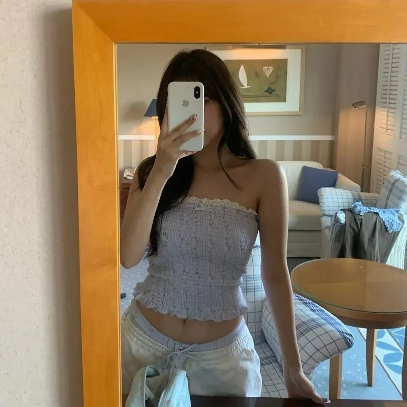 

Женский фиолетовый купальник-бандо с рюшами в европейско-американском стиле, сексуальный раздельный купальник для отдыха на горячих источниках, коллекция 2026 года