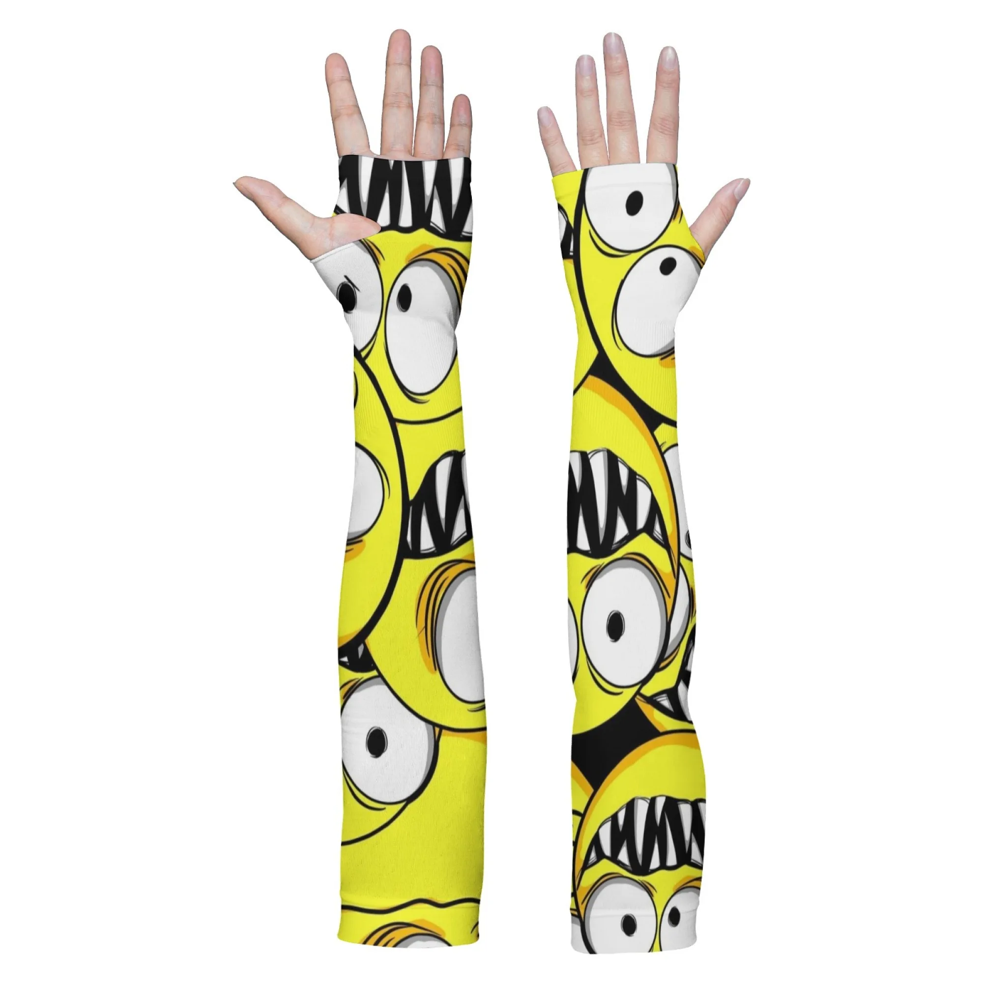 Novelty Quirky Monster Print Arm Sleeves Breathable Comfortable and Stretchy Summer for Beach Volleyball and Soccer Sleeves