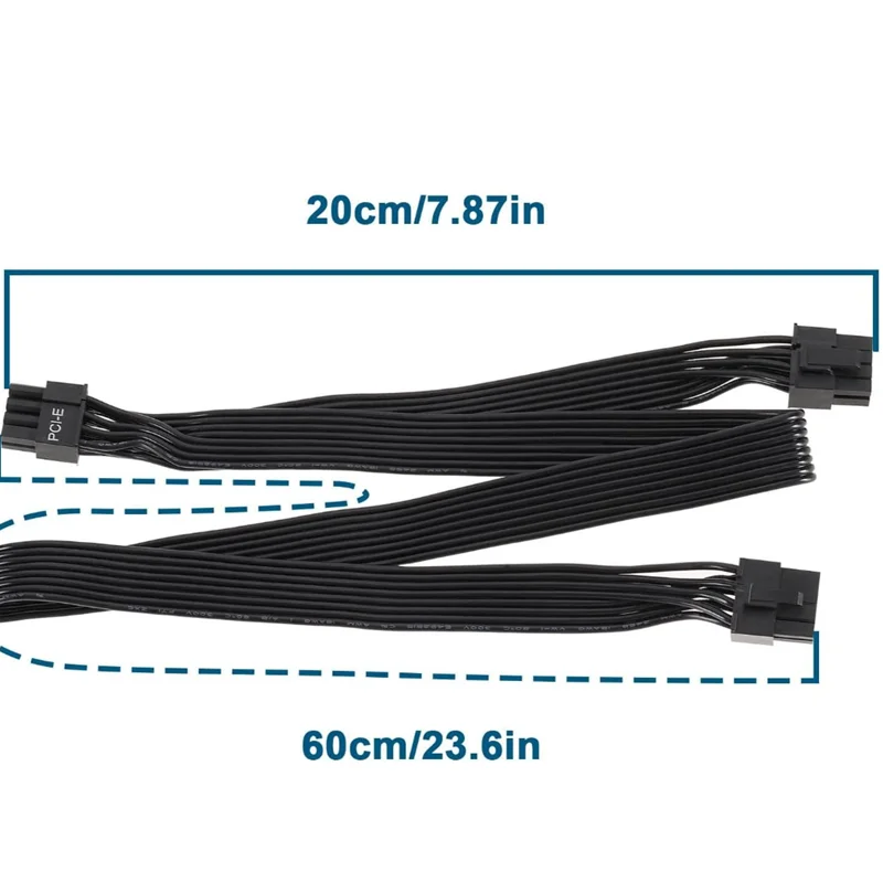 PCIe Cable Campatible with Corsair, 60 cm 8 Pin to Dual 6+2 Pin, Male to Male GPU Power Cable, Compatible with ARESGAME Modular