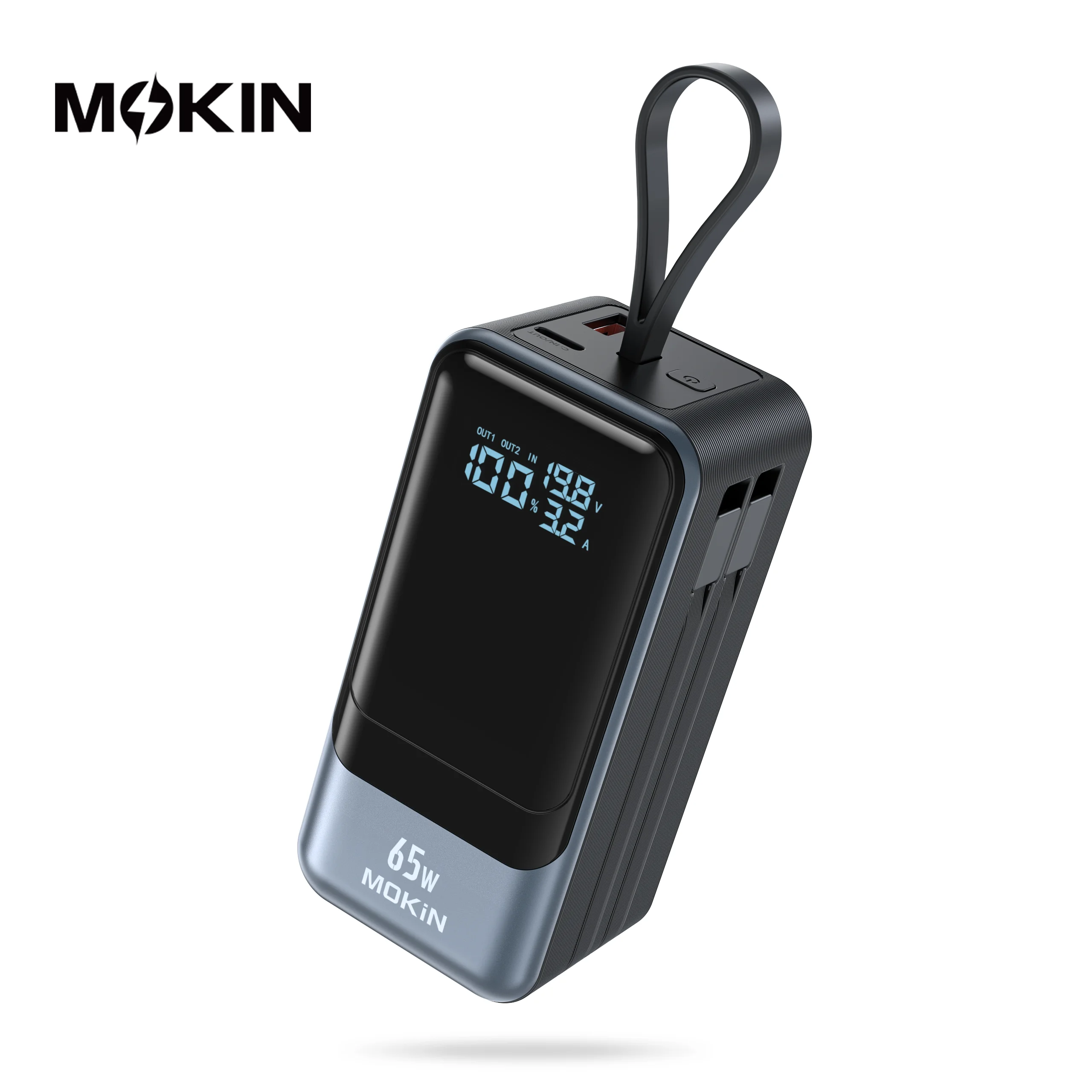 MOKiN 65W Power Bank with Charging Cables 18400mAh PD3.0 Fast Charging Battery Pack for MacBook Pro/Air iPhone iPad Samsung