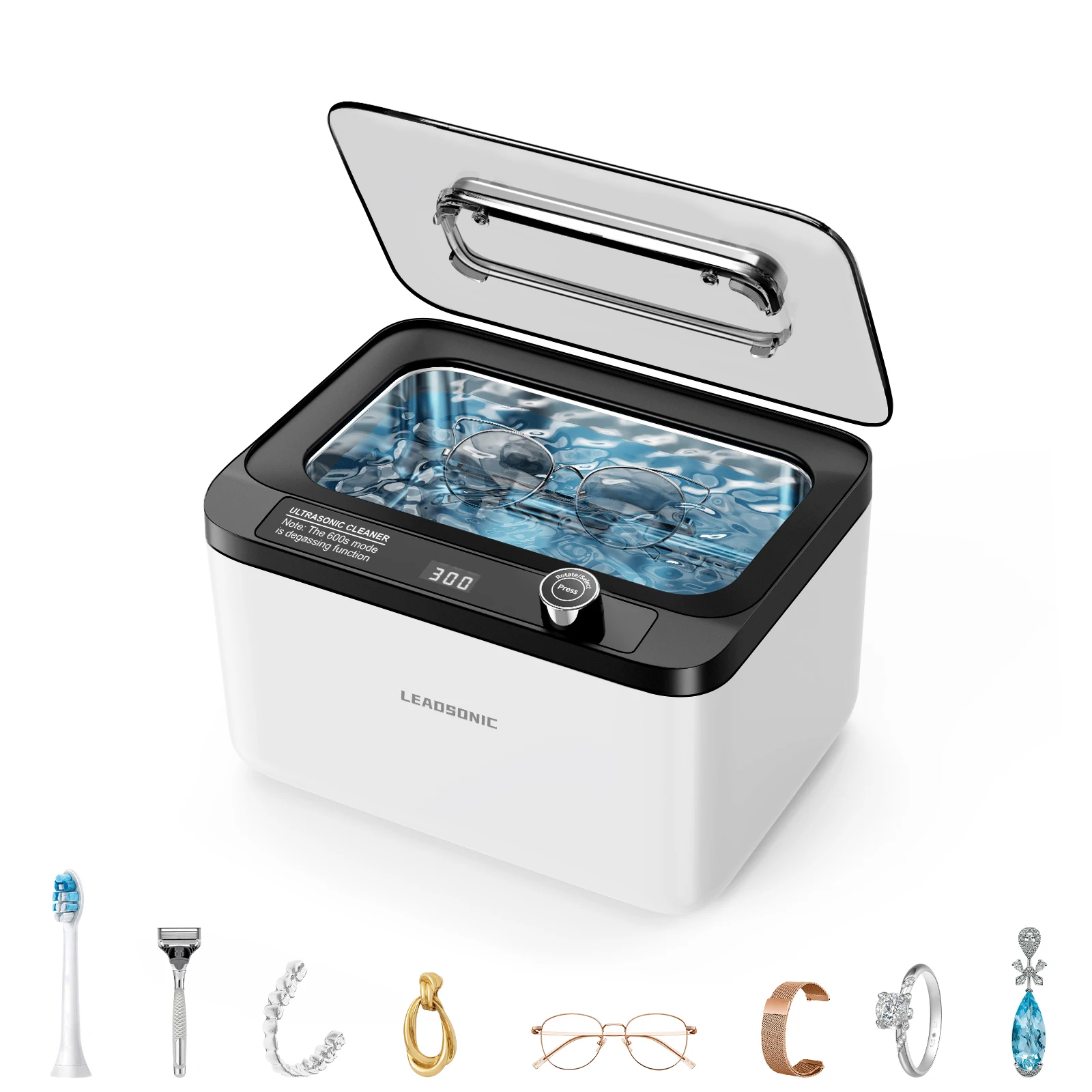 Nettoyeur à ultrasons portable 900 ml, machine de lavage 60 W, bain à ultrasons pour vaisselle, appareil ménager sonique 220 V, prise UE