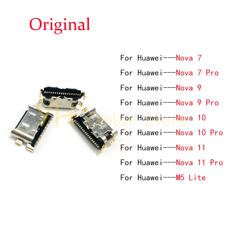 10PCS For Huawei Nova 7 9 10 11 Pro M5 Lite USB Charging Port Dock Plug Connector Socket 10pcs banana plug 2mm gold plated copper solder plugs banana plug stackable gold plating electrical terminal connector