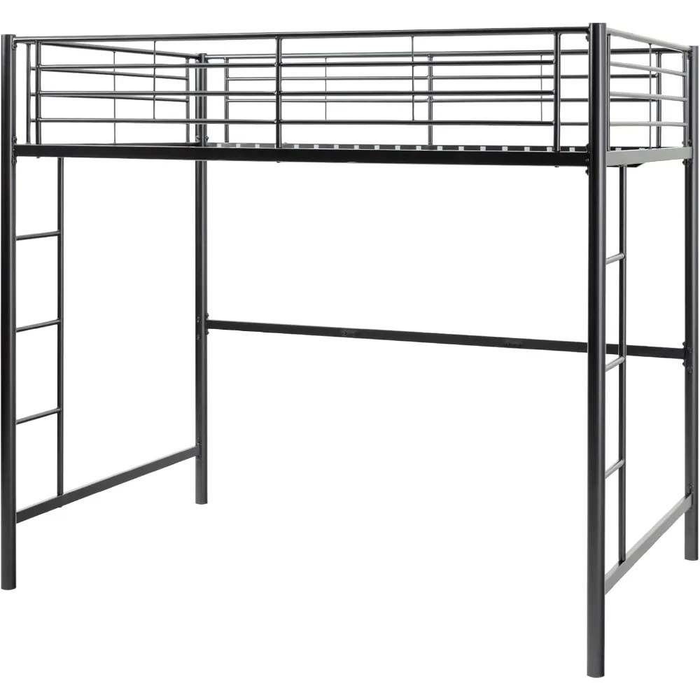 سرير إديسون تيموثي المعدني الصناعي الحضري المزدوج فوق سرير بطابقين علوي، مقاس مزدوج، أسود #5