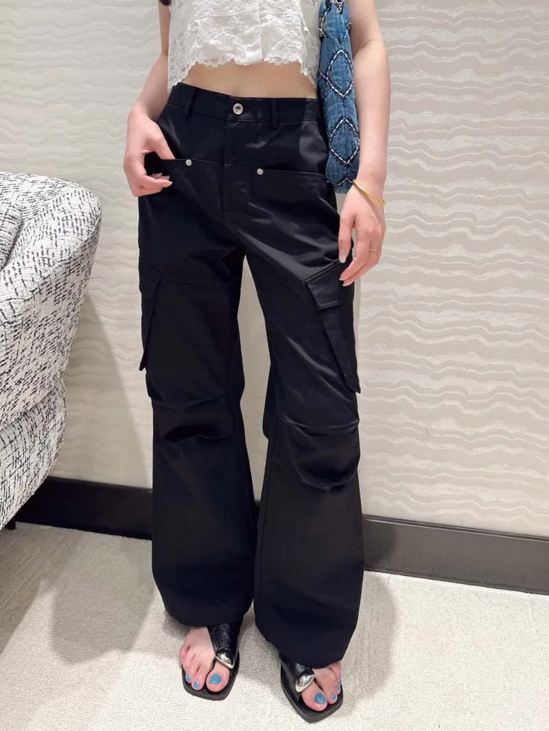 

Women's workwear style pants are fashionable, casual, simple, handsome, energetic, breathable, multi pocket straight leg pants