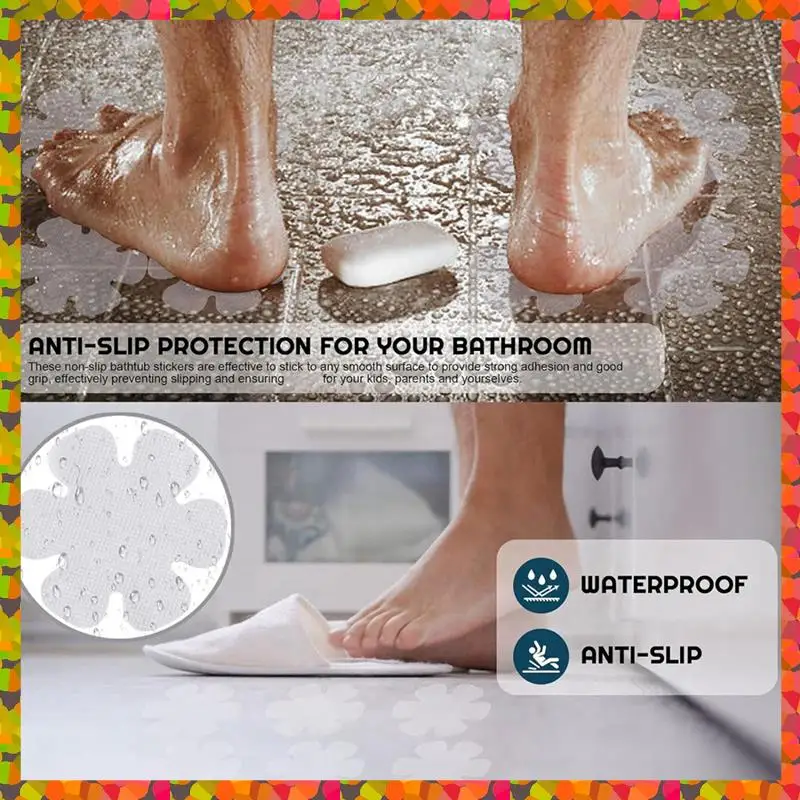 Promotion! Non-Slip Bathtub Stickers,24 PCS Anti Slip Shower Grip Stickers Adhesive Decals With Scraper For Bath Tub,Bathroom Fl
